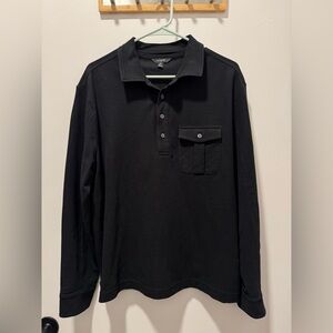 Banana Republic Black Long Sleeve Polo with Pocket